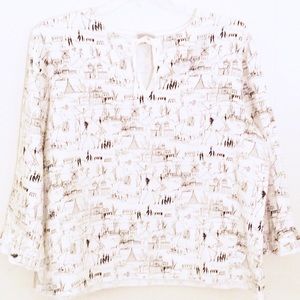 TSD | Village Black and White Print Blouse, Sz XL